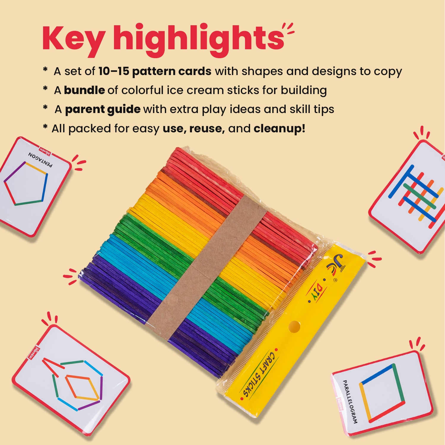 STICK PATTERN BUILDING (Age 4 to 5 Years) | Busybag